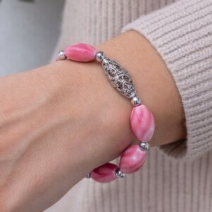 Pink Pearl Glow Statement Bracelet